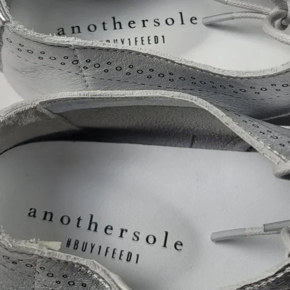 Anothersole Metallic Oxford Shoes Womens EU 40 US 9 Silver Lace Up Flats - Picture 8 of 12